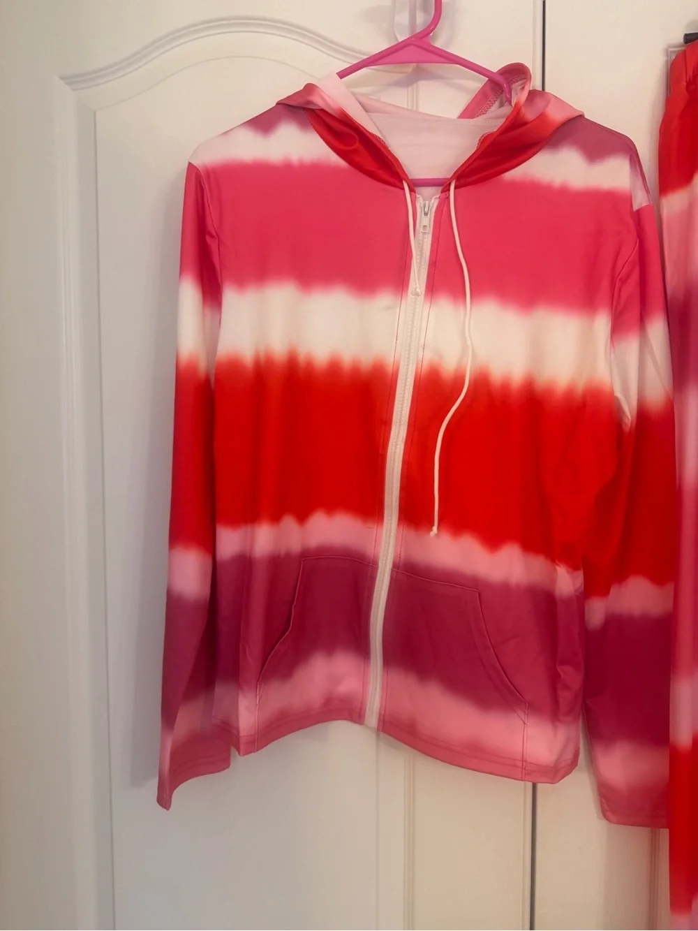 Pink & Red Women’s Tie-Dye Hoodie and Jogger 2 pc Set New never worn
